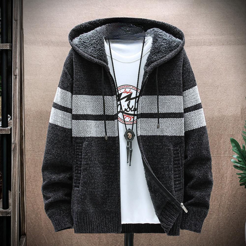 Comfortable Mens Striped Hoodie Sweatshirt