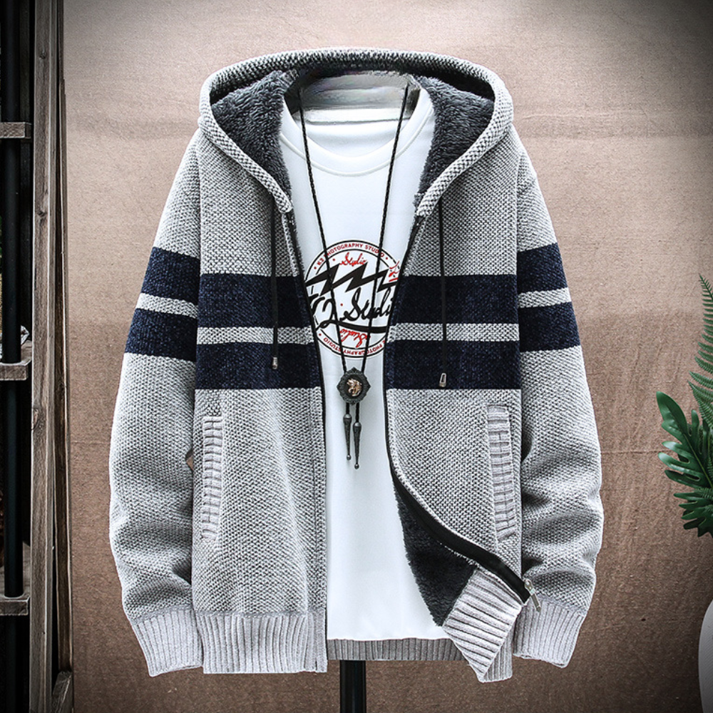Comfortable Mens Striped Hoodie Sweatshirt