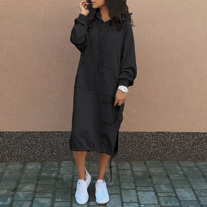 Comfy Autumn Ladies Sweat Dress - OutfitLondon