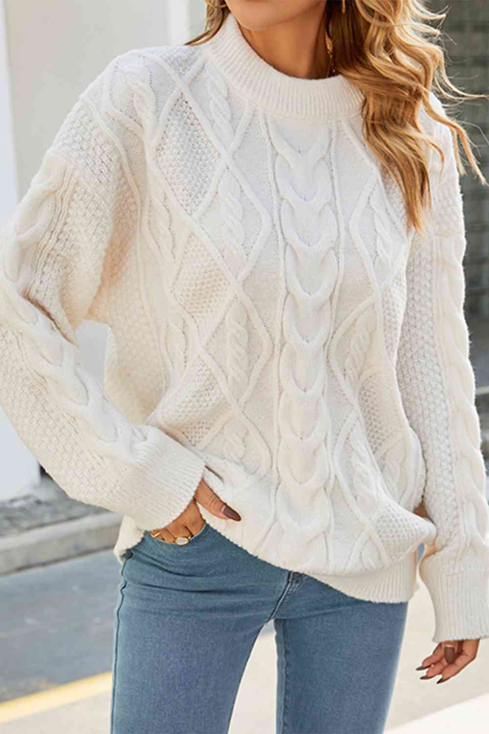 Loose Fit Ladies Cable Knit Jumper