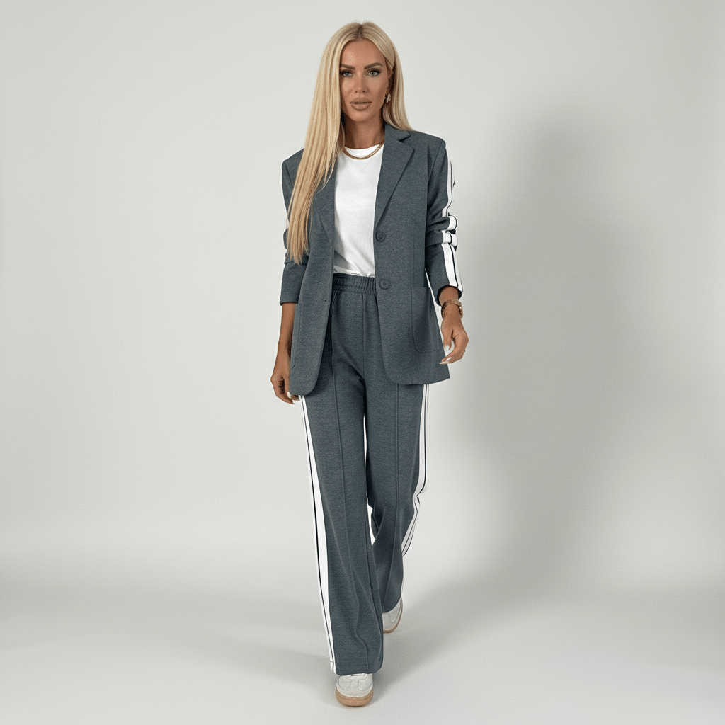 Chic 2 Piece Suit Blazer and Striped Trousers