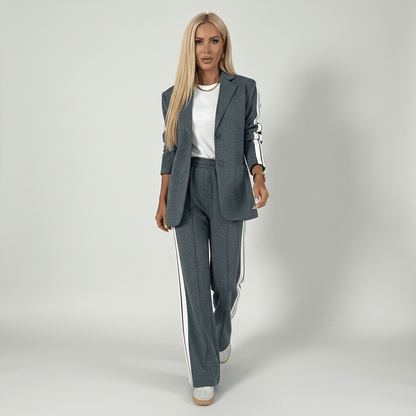 Chic 2 Piece Suit Blazer and Striped Trousers