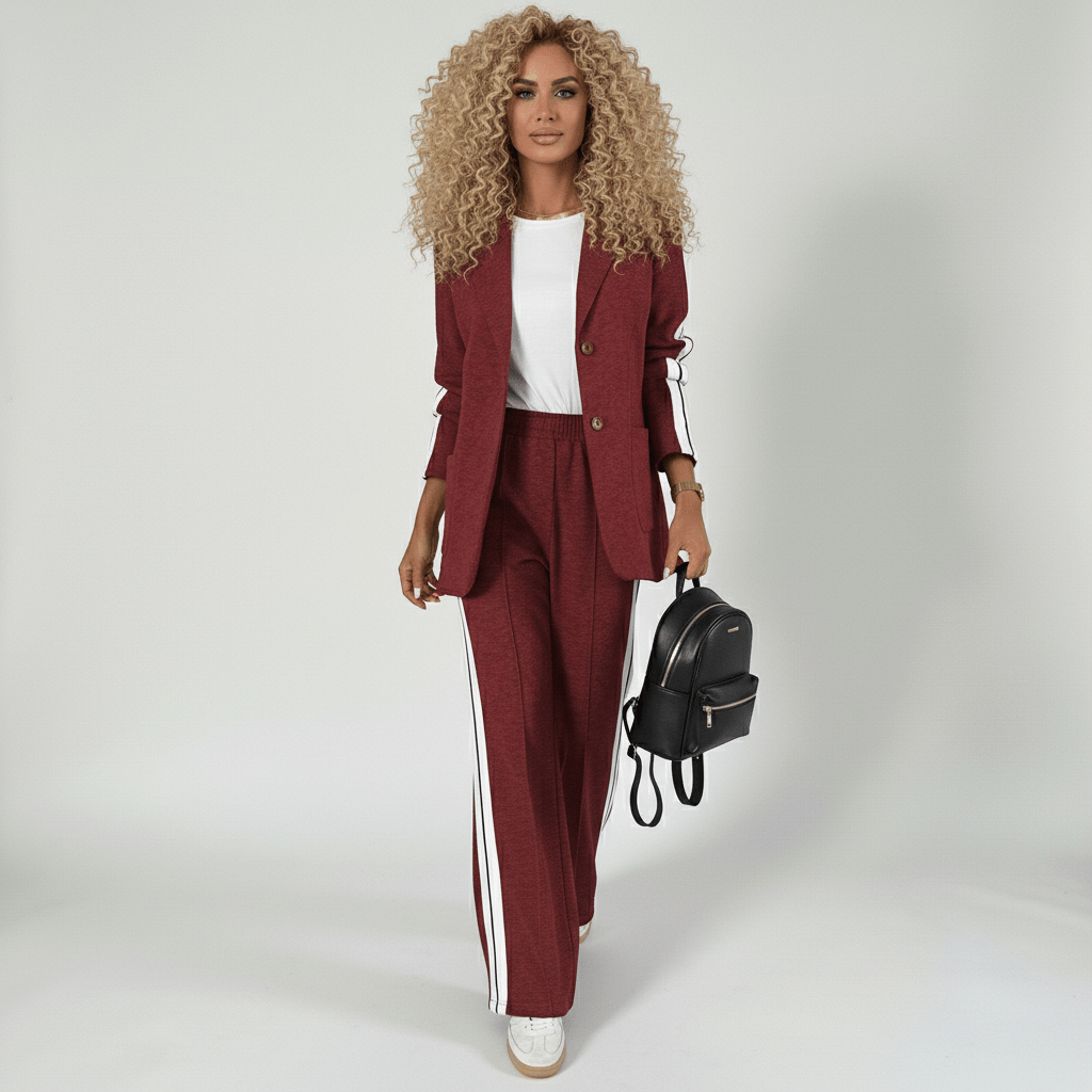 Chic 2 Piece Suit Blazer and Striped Trousers