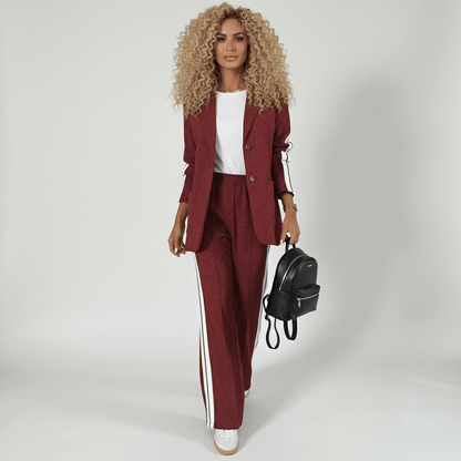 Chic 2 Piece Suit Blazer and Striped Trousers