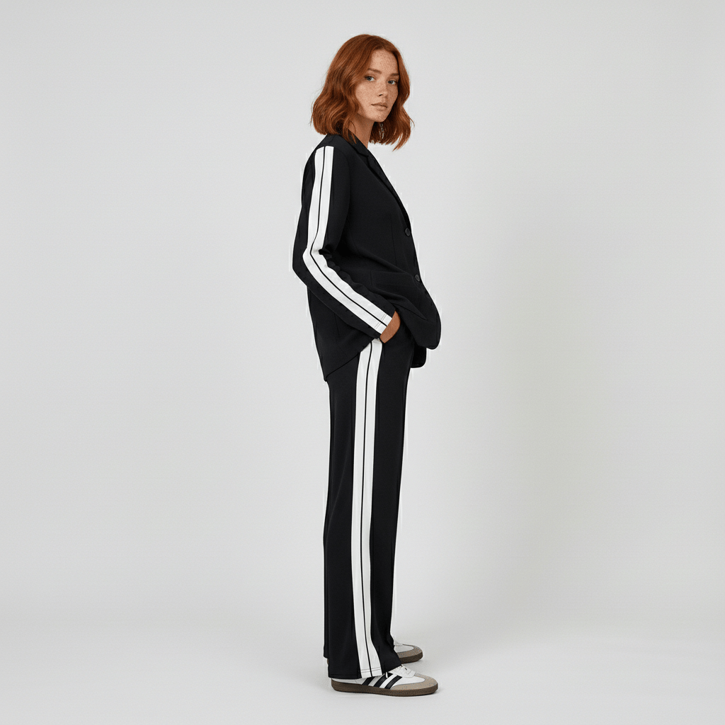 Chic 2 Piece Suit Blazer and Striped Trousers
