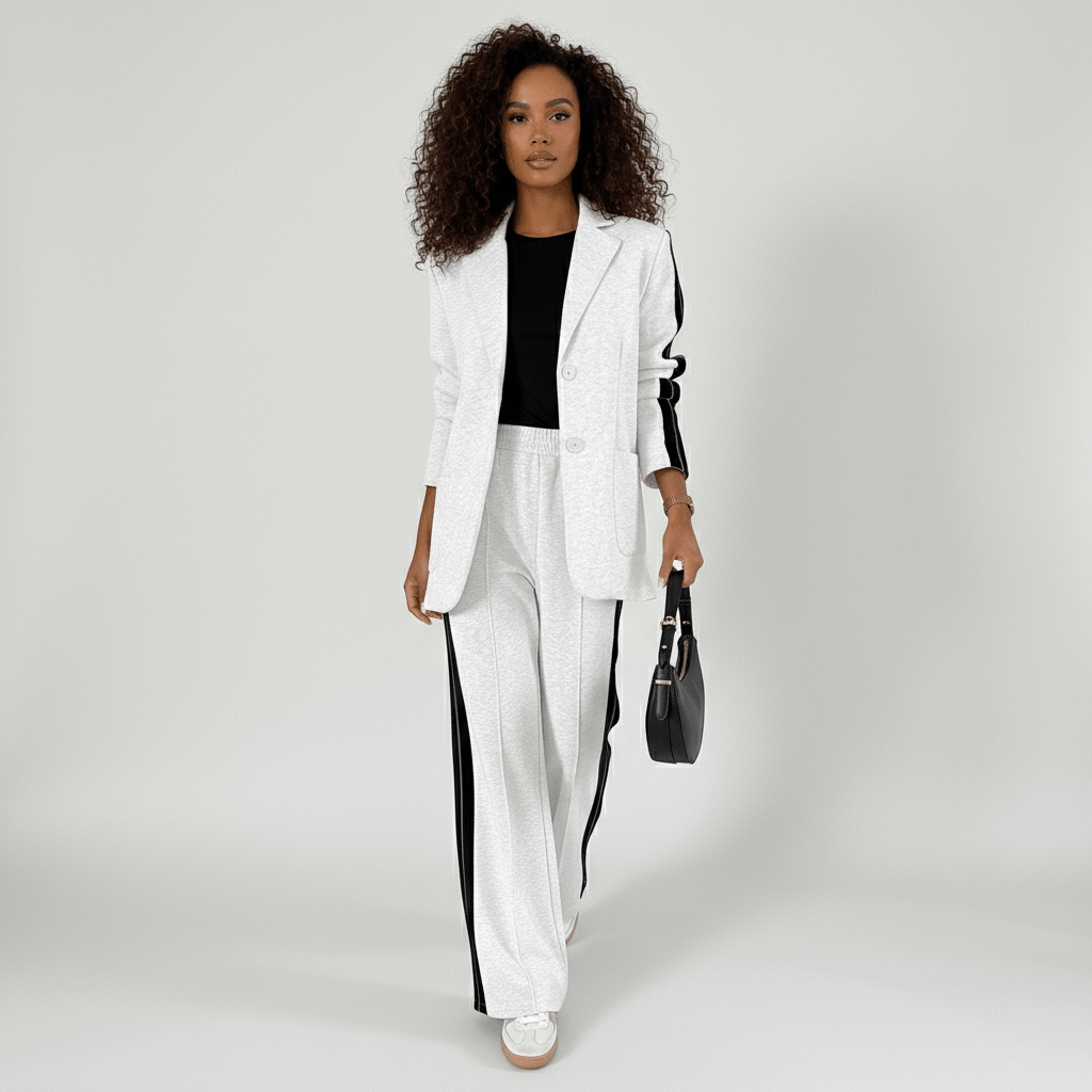 Chic 2 Piece Suit Blazer and Striped Trousers