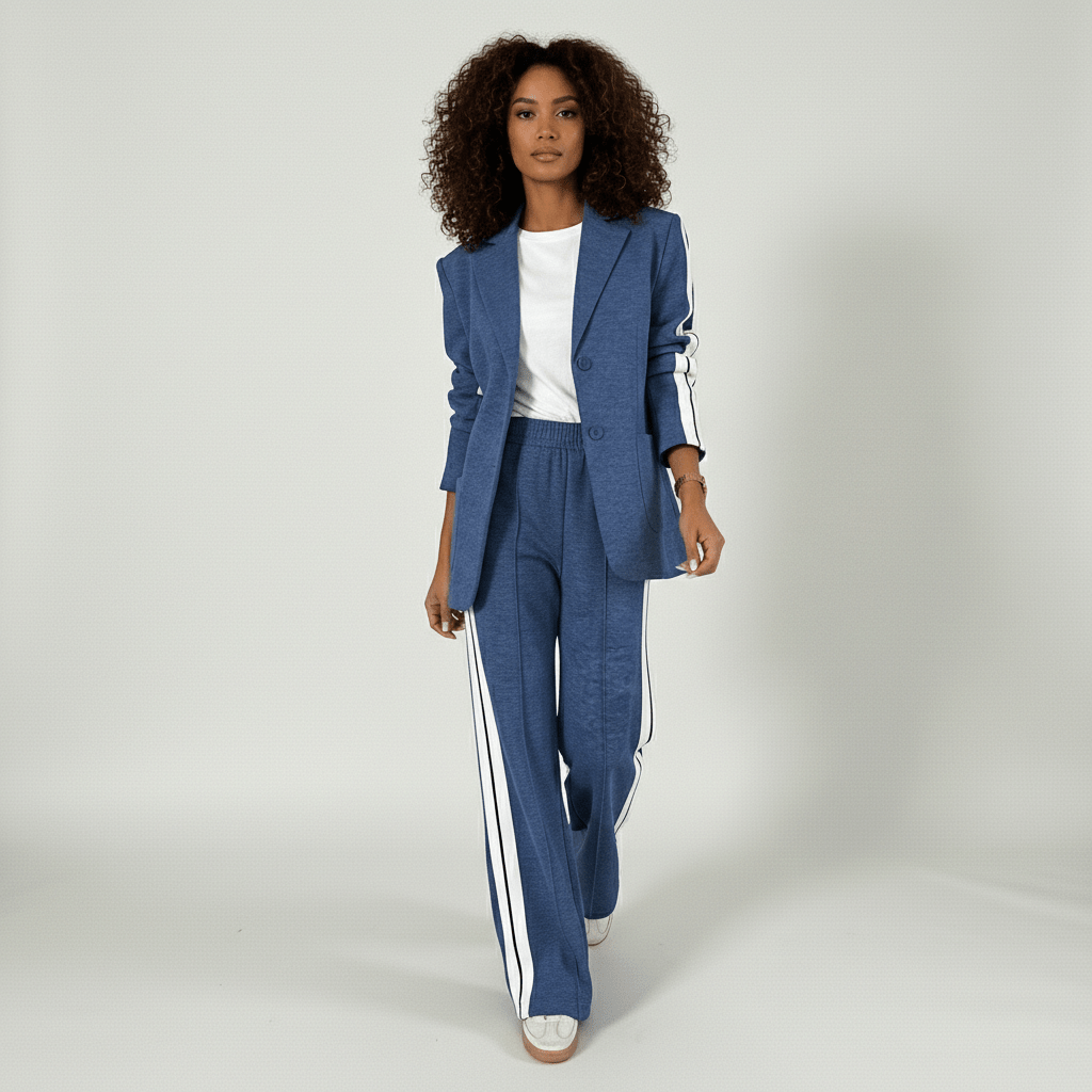 Chic 2 Piece Suit Blazer and Striped Trousers