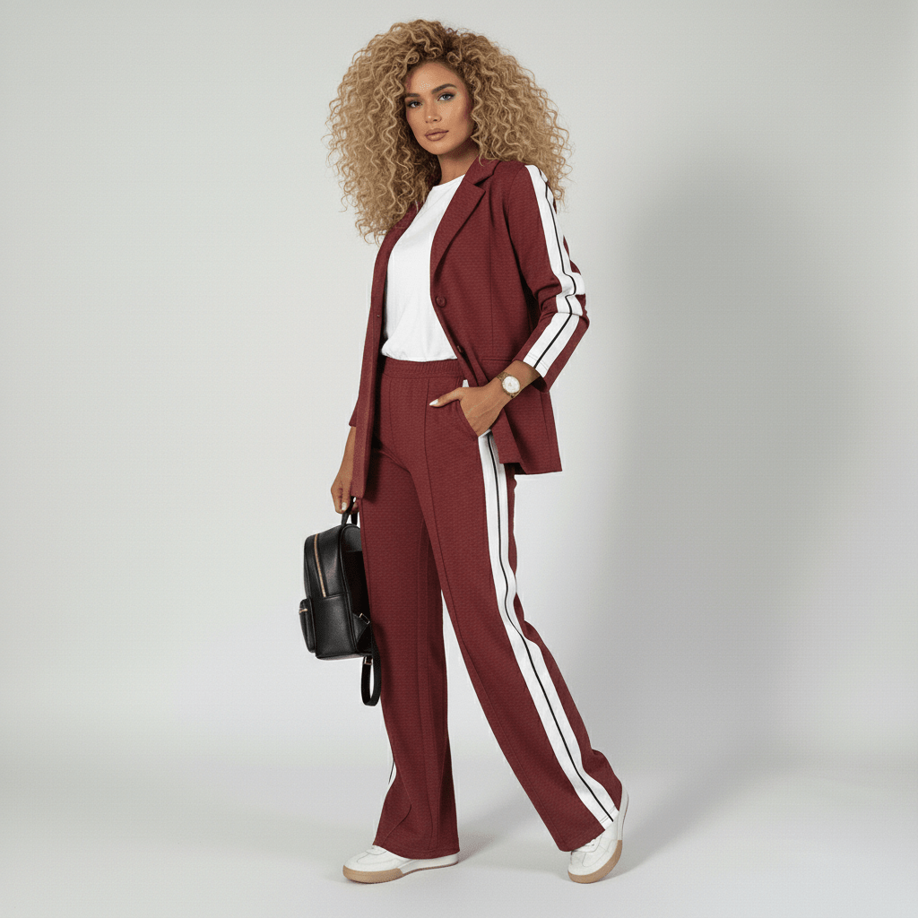 Chic 2 Piece Suit Blazer and Striped Trousers
