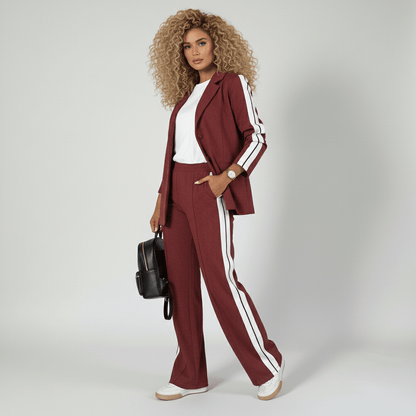 Chic 2 Piece Suit Blazer and Striped Trousers