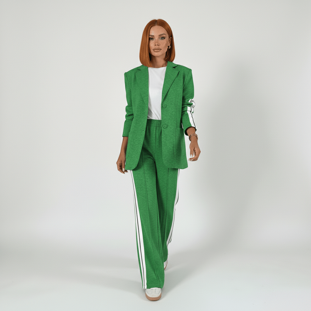 Chic 2 Piece Suit Blazer and Striped Trousers