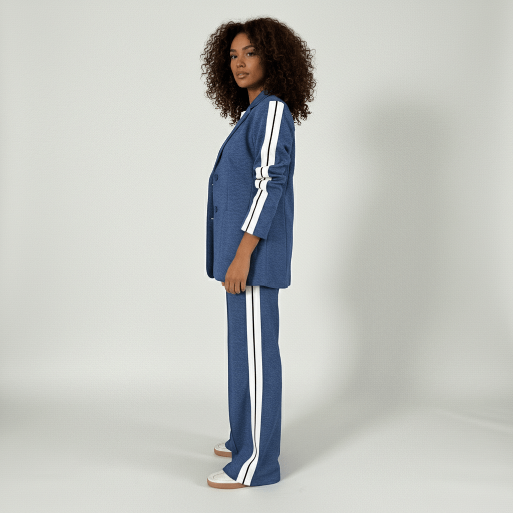 Chic 2 Piece Suit Blazer and Striped Trousers