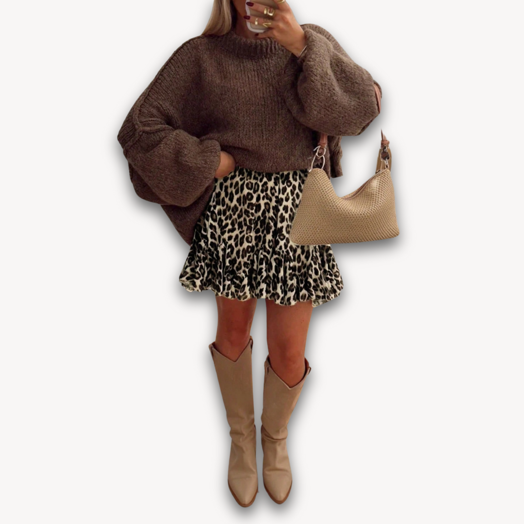 Fashionable Leopard Mini Skirt - Flirty Ruffled Party Dress