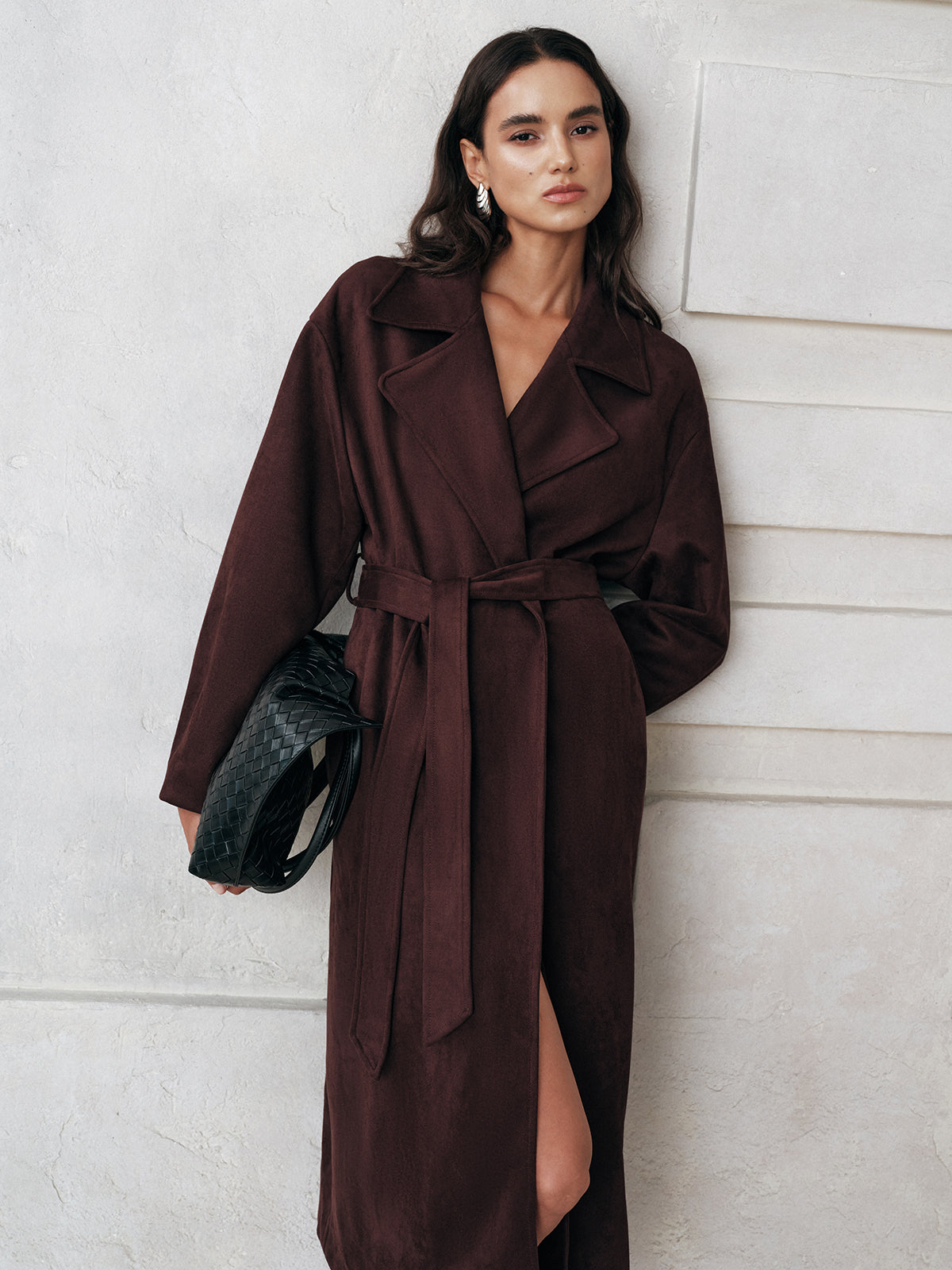 Luxurious Belted Suede Trench Coat for Women