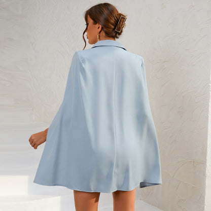 Tailored Fit Mini Dress with Belt and Gold Buttons
