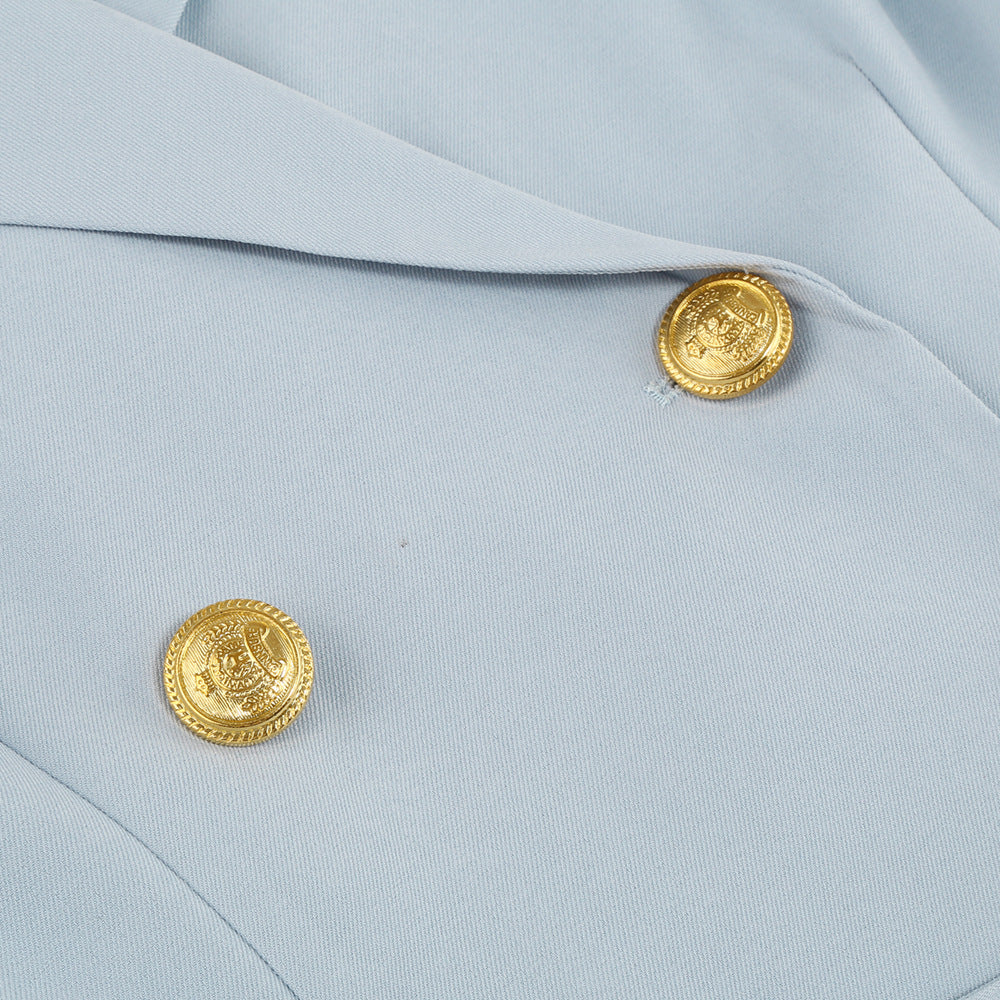 Tailored Fit Mini Dress with Belt and Gold Buttons