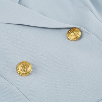 Tailored Fit Mini Dress with Belt and Gold Buttons