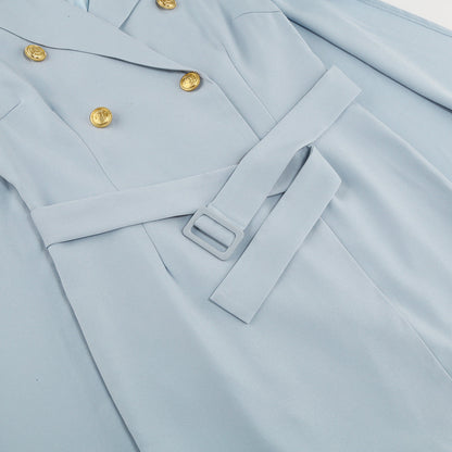 Tailored Fit Mini Dress with Belt and Gold Buttons