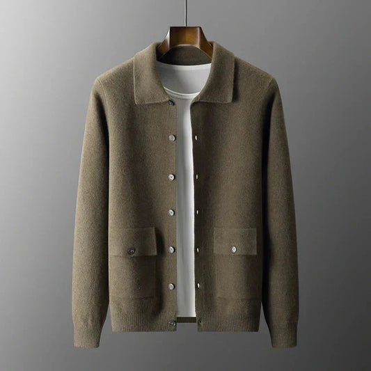 Classic Men's Crew Neck Cardigan Sweater - OutfitLondon