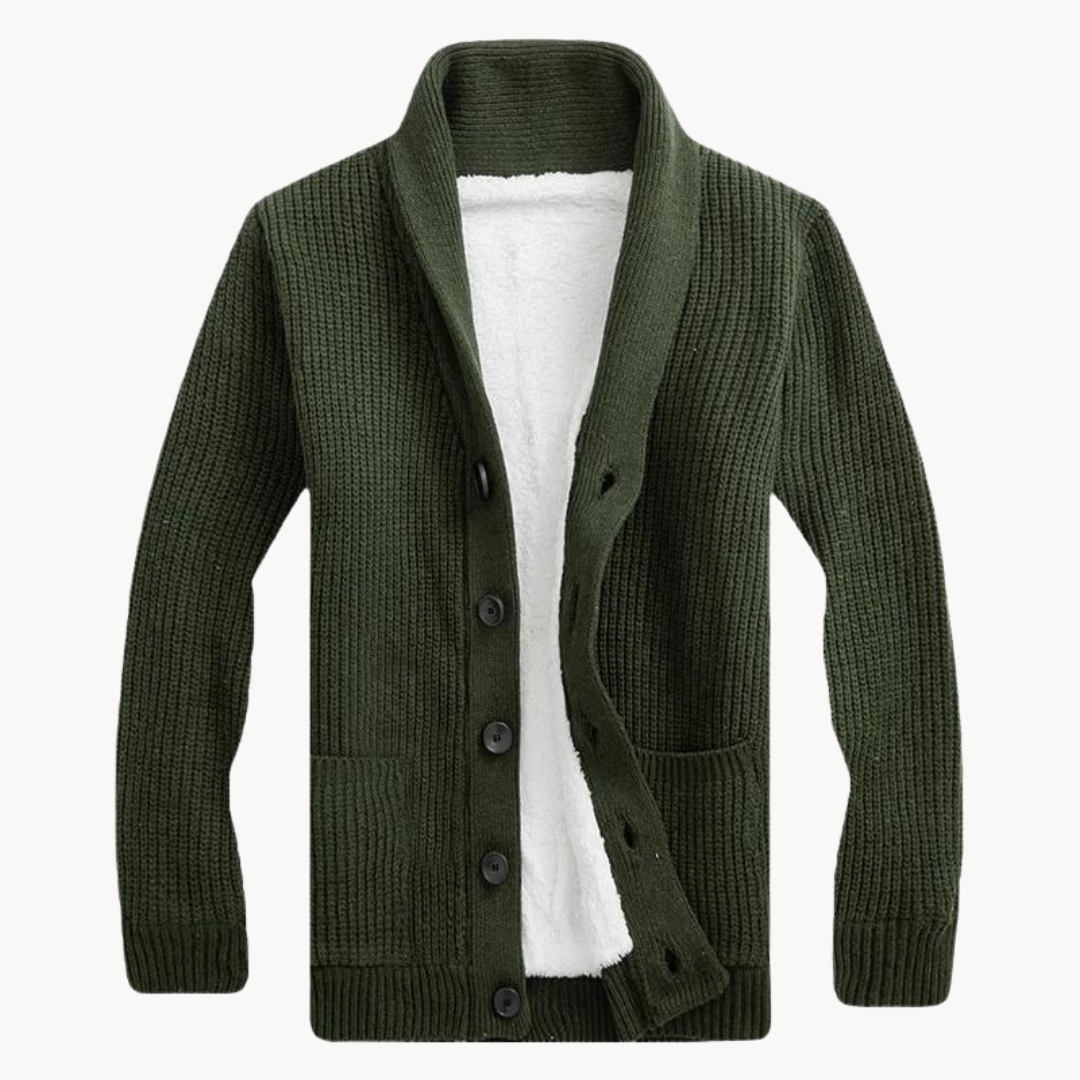 Cozy Fleece Cardigan with Shawl Collar - OutfitLondon