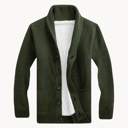Cozy Fleece Cardigan with Shawl Collar - OutfitLondon