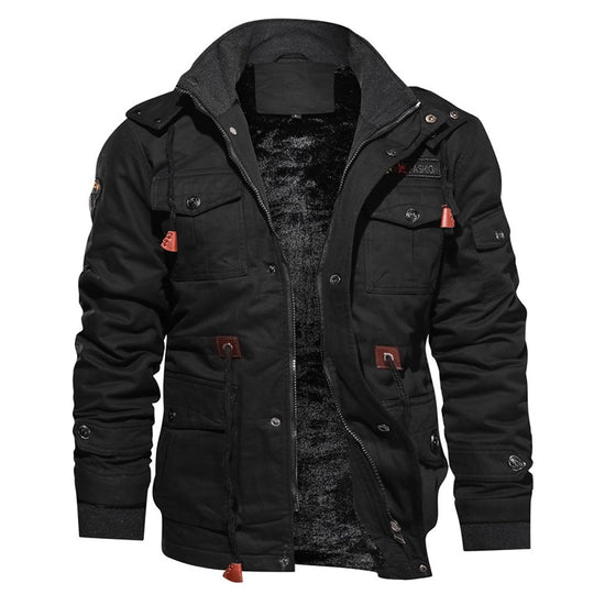 Relaxed Fit Hooded Fleece Cargo Jacket