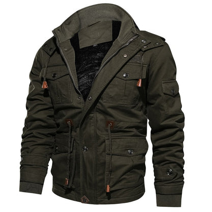 Relaxed Fit Hooded Fleece Cargo Jacket