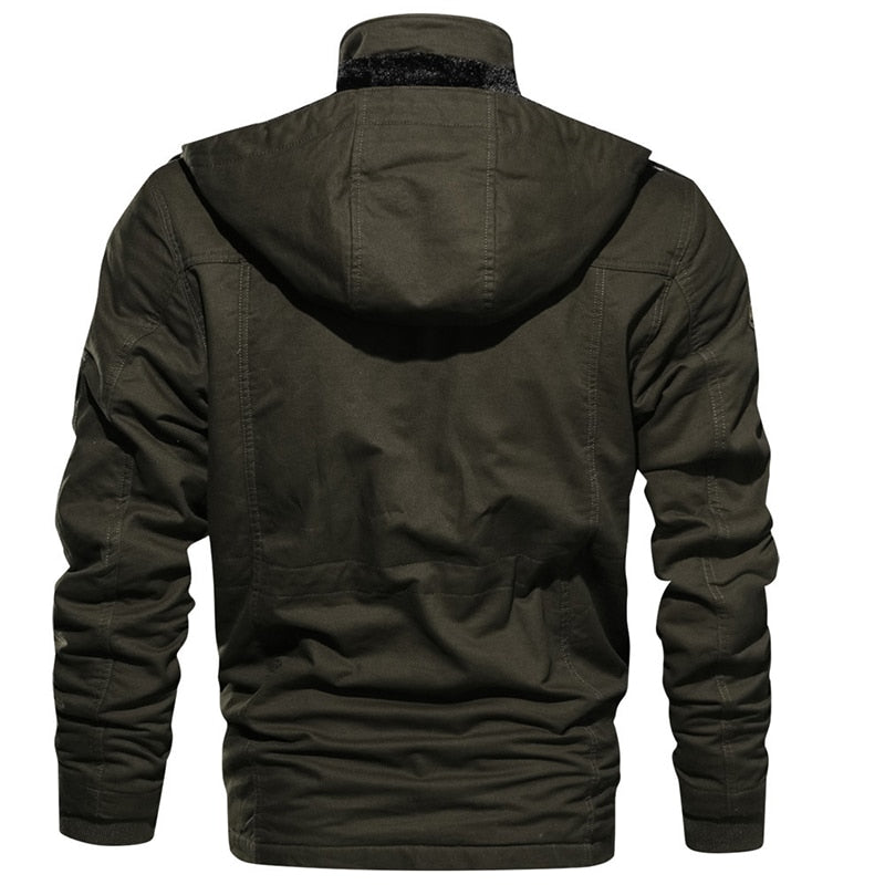Relaxed Fit Hooded Fleece Cargo Jacket