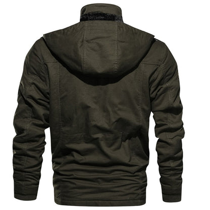 Relaxed Fit Hooded Fleece Cargo Jacket