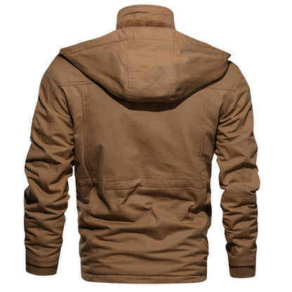 Relaxed Fit Hooded Fleece Cargo Jacket