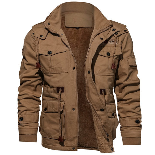 Relaxed Fit Hooded Fleece Cargo Jacket