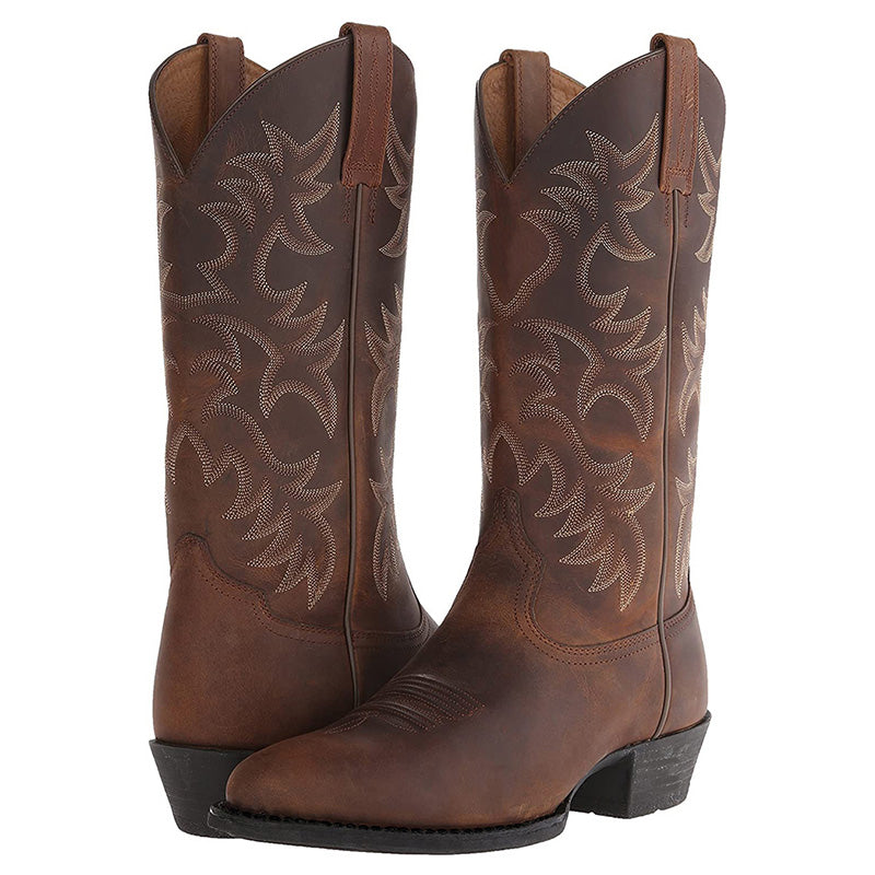 Men's Leather Mid-Calf Cowboy Boots