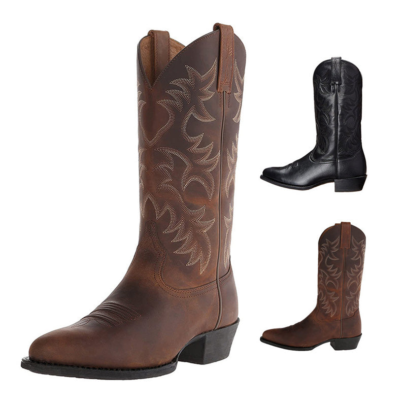 Men's Leather Mid-Calf Cowboy Boots