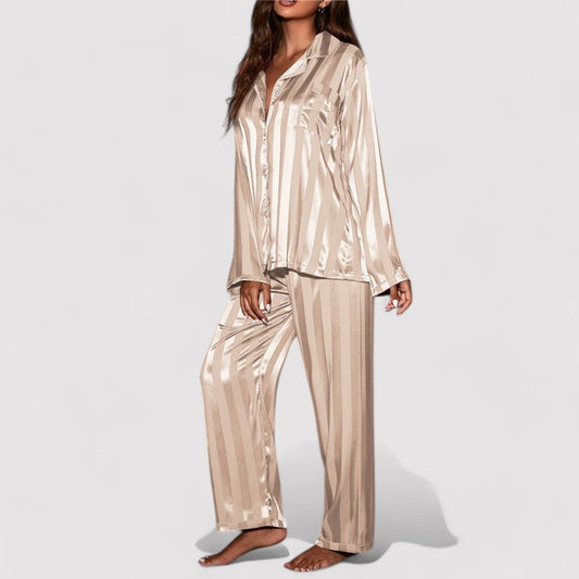 Luxe Striped Sleepwear Set for Women - OutfitLondon