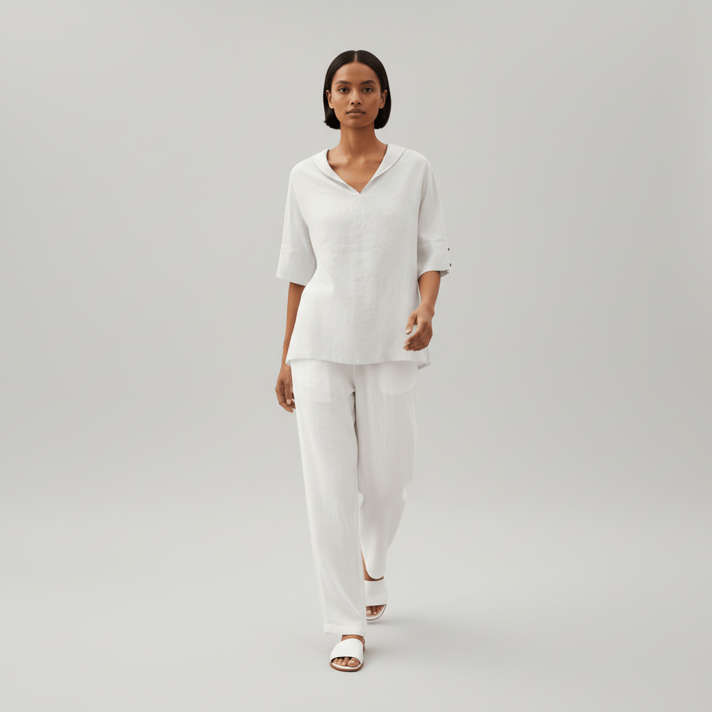 Relaxed Fit V-Neck Short Sleeve Women's Blouse