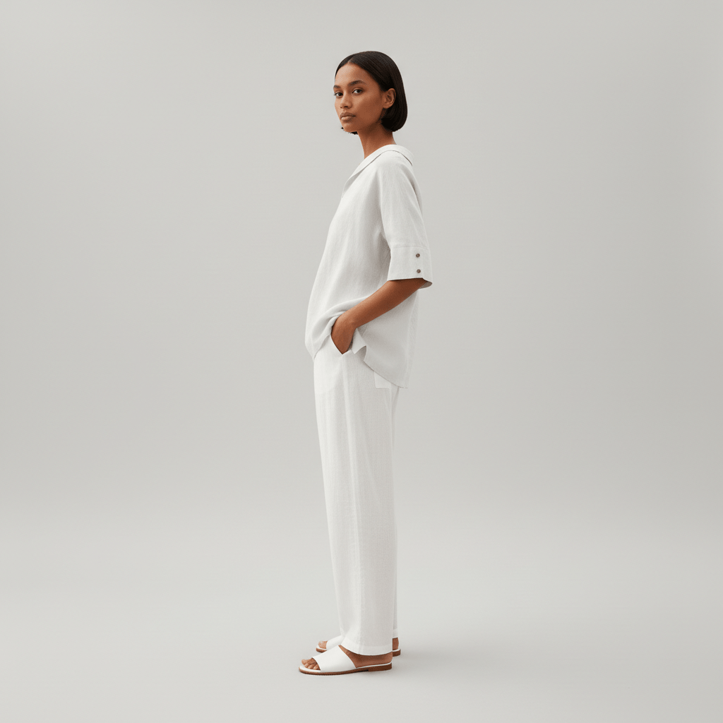 Relaxed Fit V-Neck Short Sleeve Women's Blouse