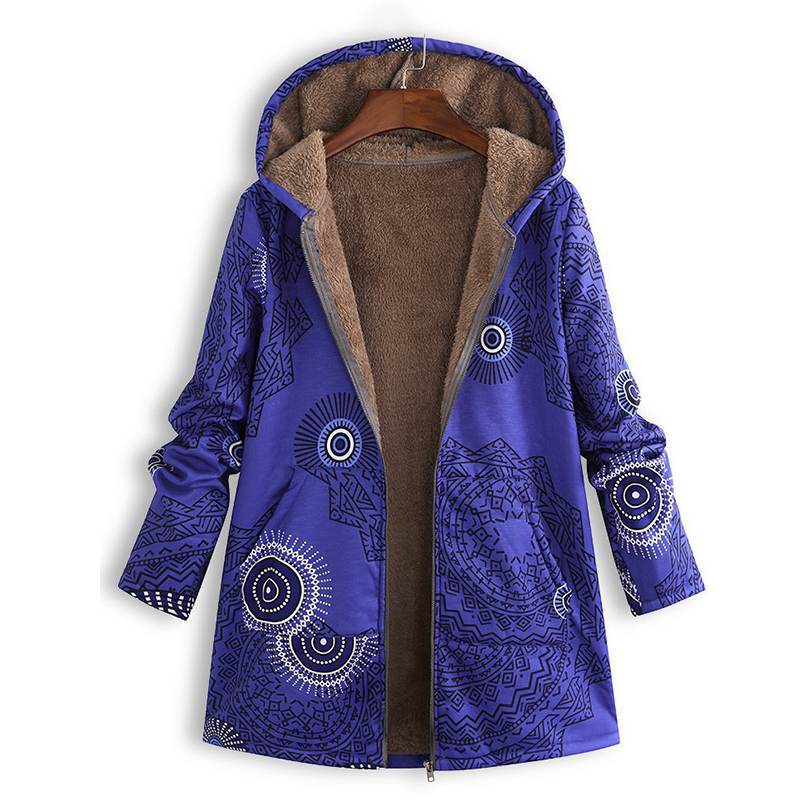 Women's Winter Floral Parka Coat With Hood