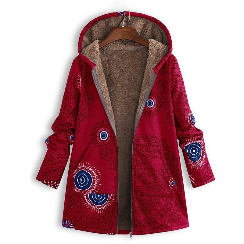 Women's Winter Floral Parka Coat With Hood