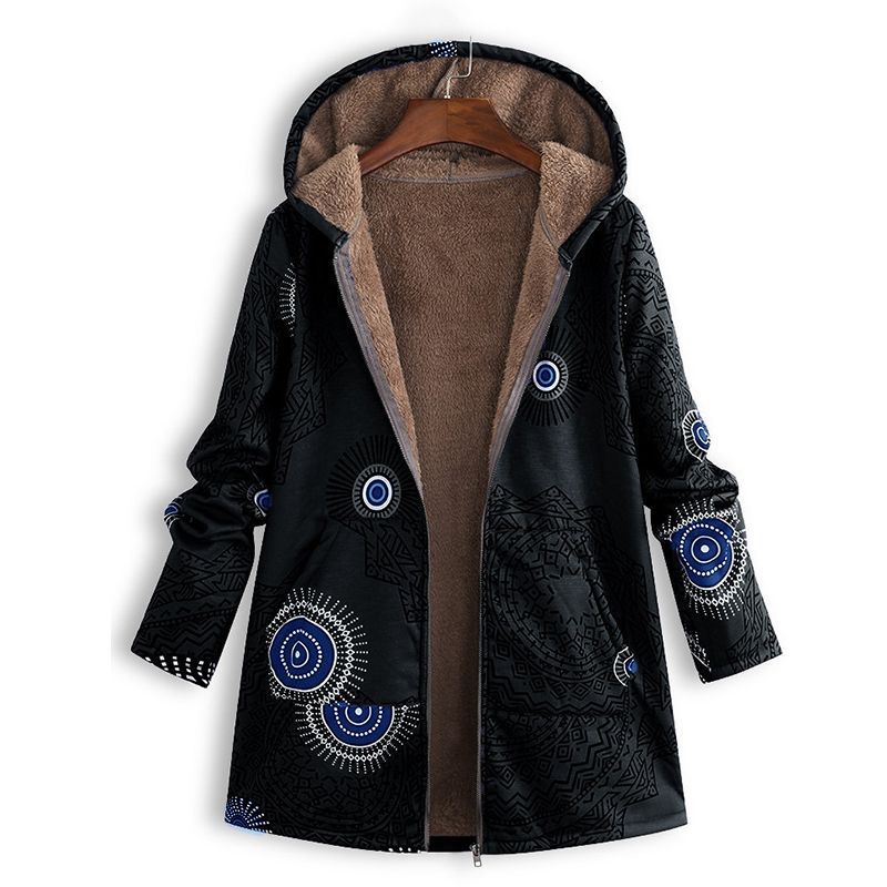 Women's Winter Floral Parka Coat With Hood