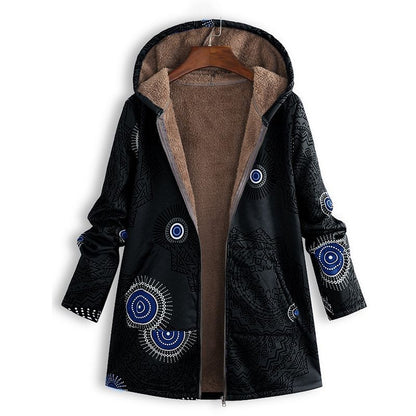 Women's Winter Floral Parka Coat With Hood