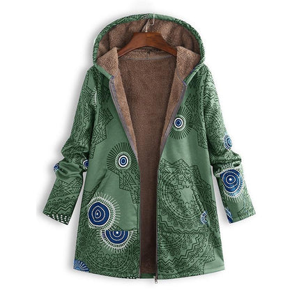 Women's Winter Floral Parka Coat With Hood