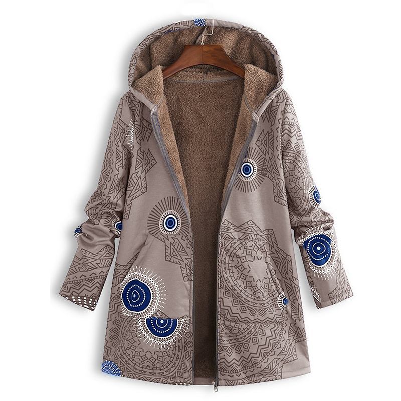 Women's Winter Floral Parka Coat With Hood