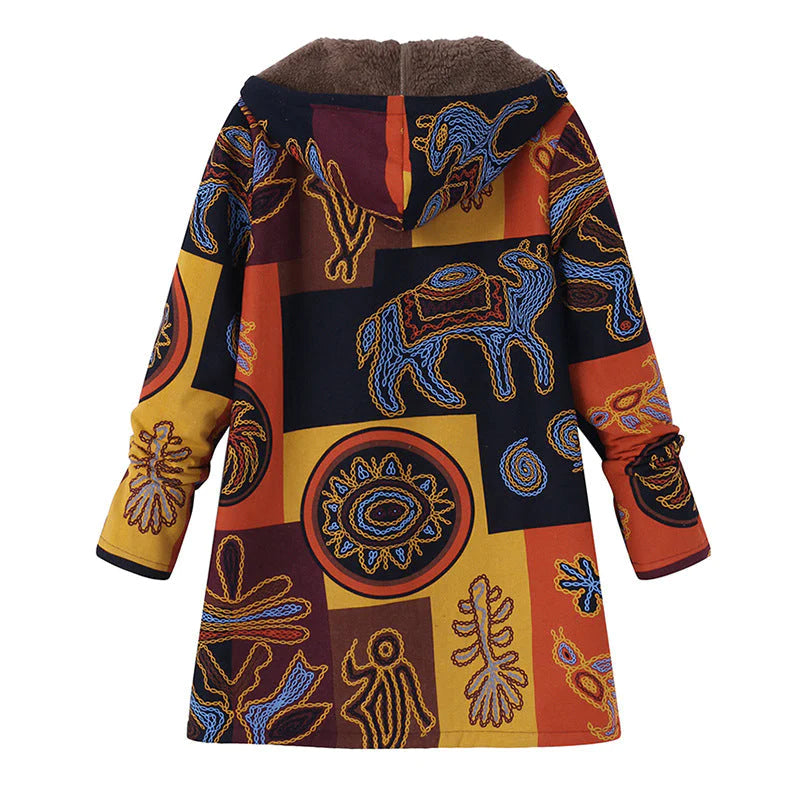 Women's Winter Floral Parka Coat With Hood