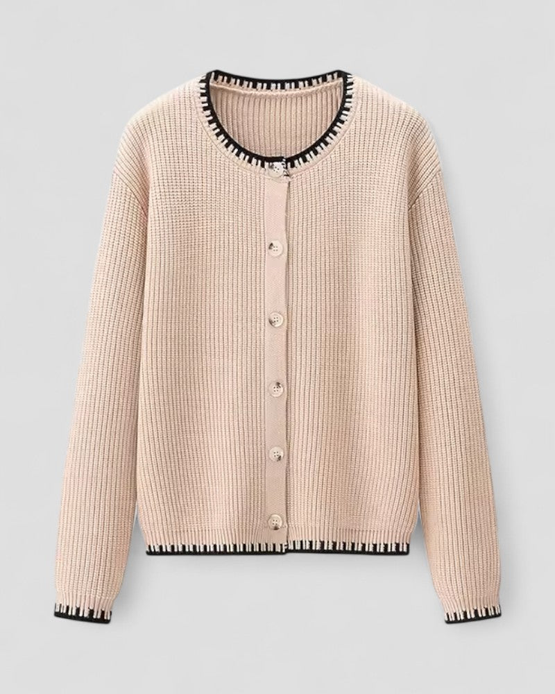 Soft Women's Crew Neck Knitted Cardigan Sweater - OutfitLondon