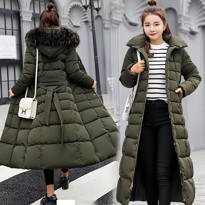Warm Women's Down Puffer Coat with Faux Fur Hood
