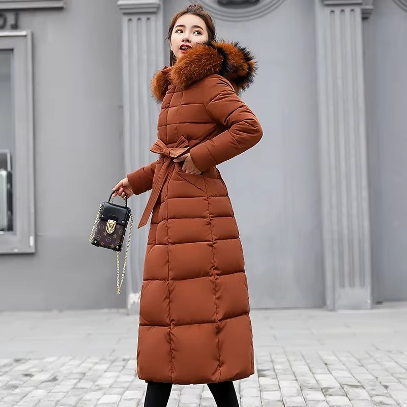 Warm Women's Down Puffer Coat with Faux Fur Hood