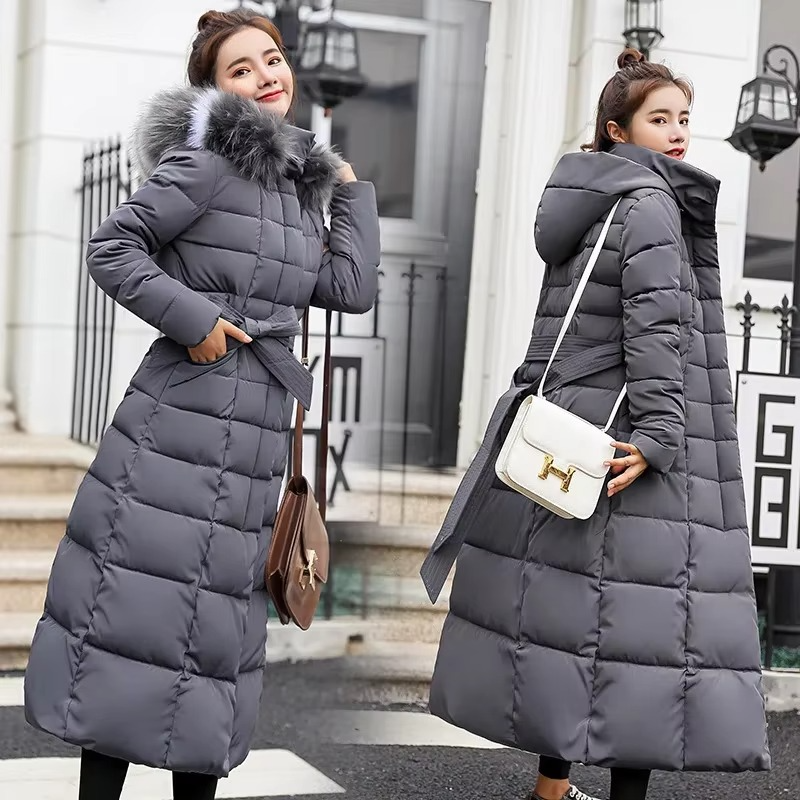 Warm Women's Down Puffer Coat with Faux Fur Hood