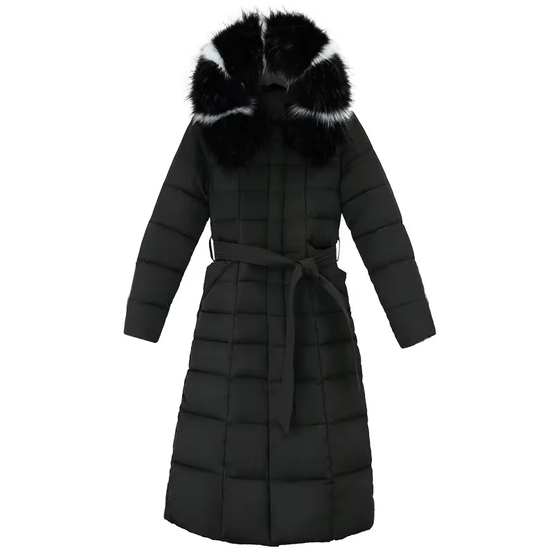 Warm Women's Down Puffer Coat with Faux Fur Hood