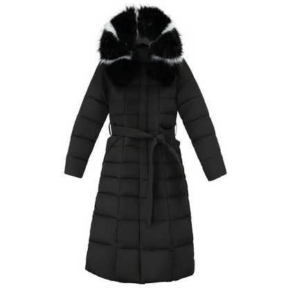 Warm Women's Down Puffer Coat with Faux Fur Hood