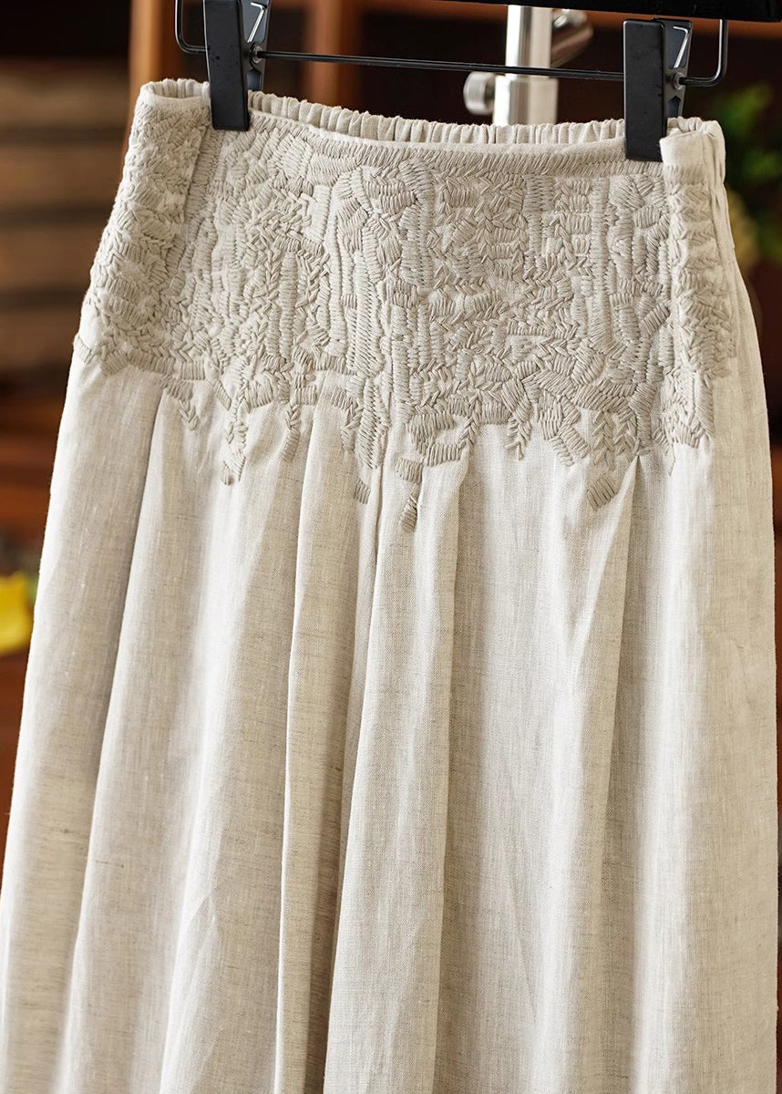 Women's Linen Pants High Waist Apricot Relaxed Fit - OutfitLondon