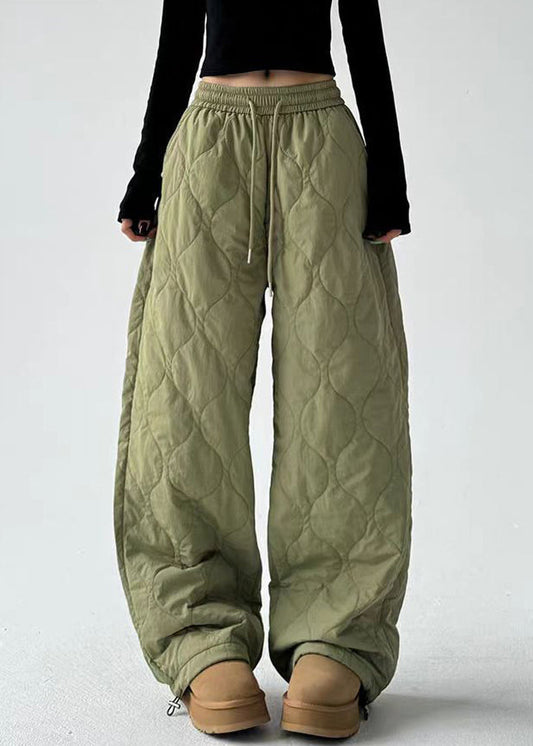 Unisex Khaki Winter Pants Cotton Lining Elastic Waistband - OutfitLondon